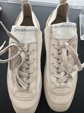 Zimmermann Beige Suede & Mesh Low-Top Sneakers